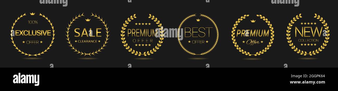 Exclusive offer Golden laurel wreath label set Stock Vector Image & Art ...