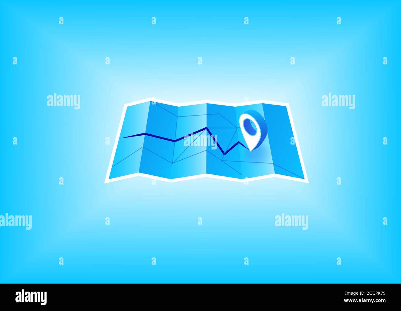 Navigation map isometric 3d vector icon. Online navigation concept illustration. Stock Vector