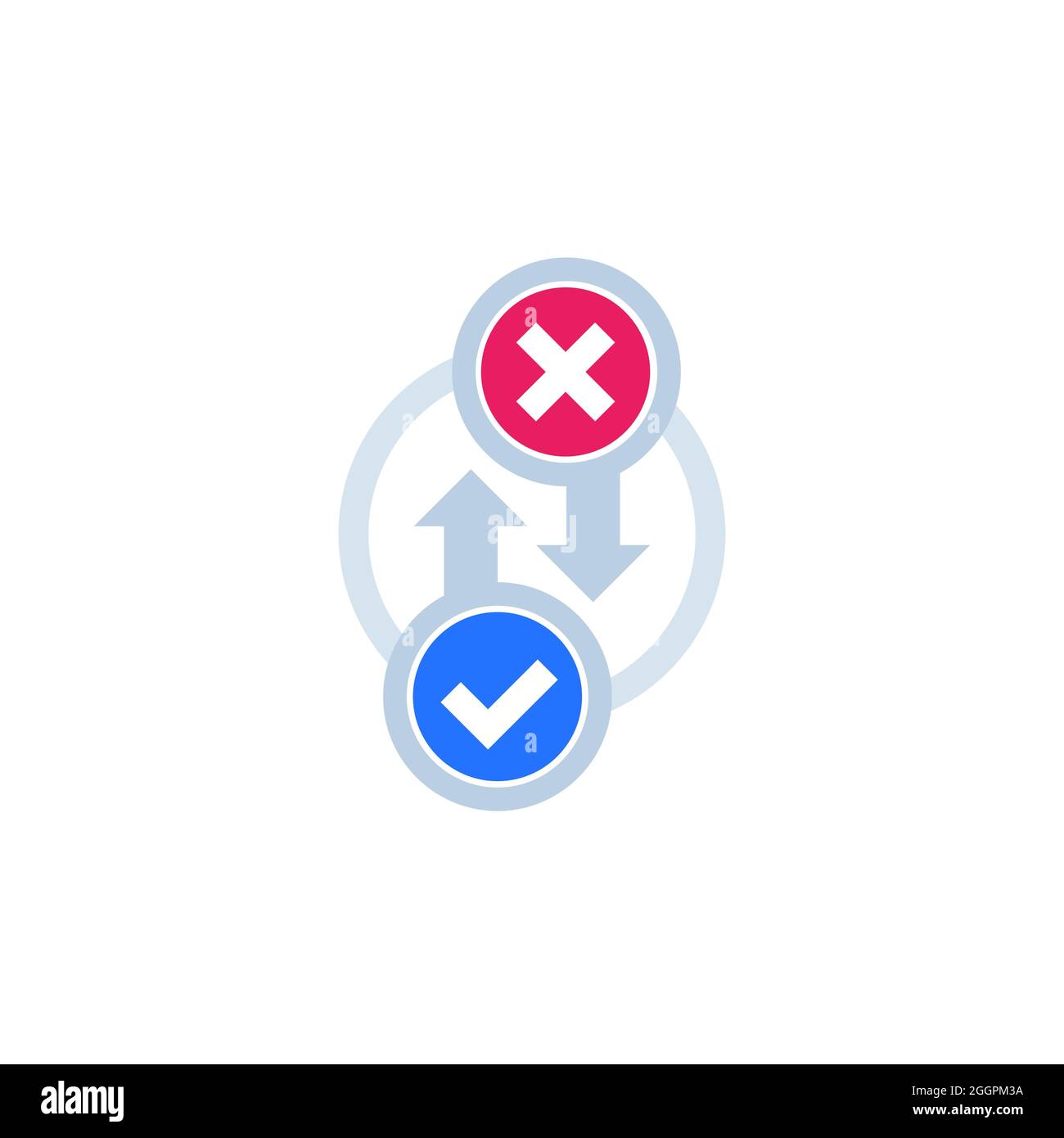 process icon with checkmark and a cross Stock Vector Image & Art - Alamy