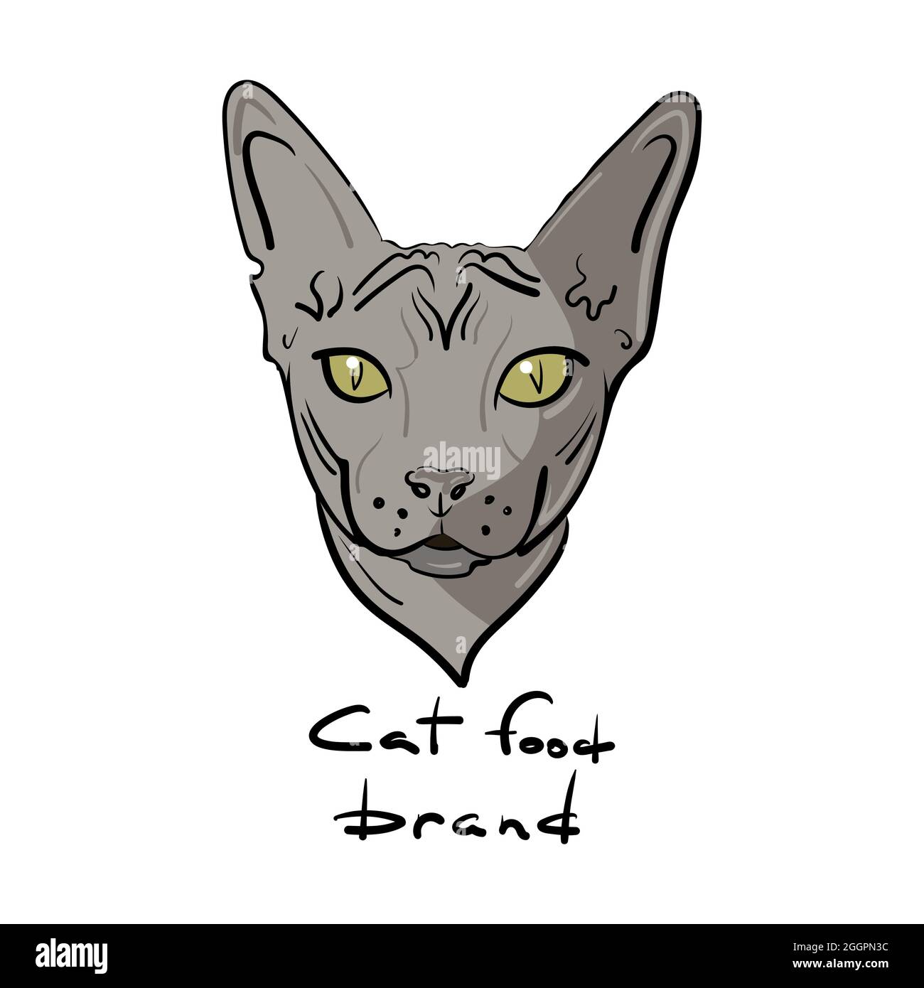 Stylized cat for packing cat food. Vector illustration. Stock Vector