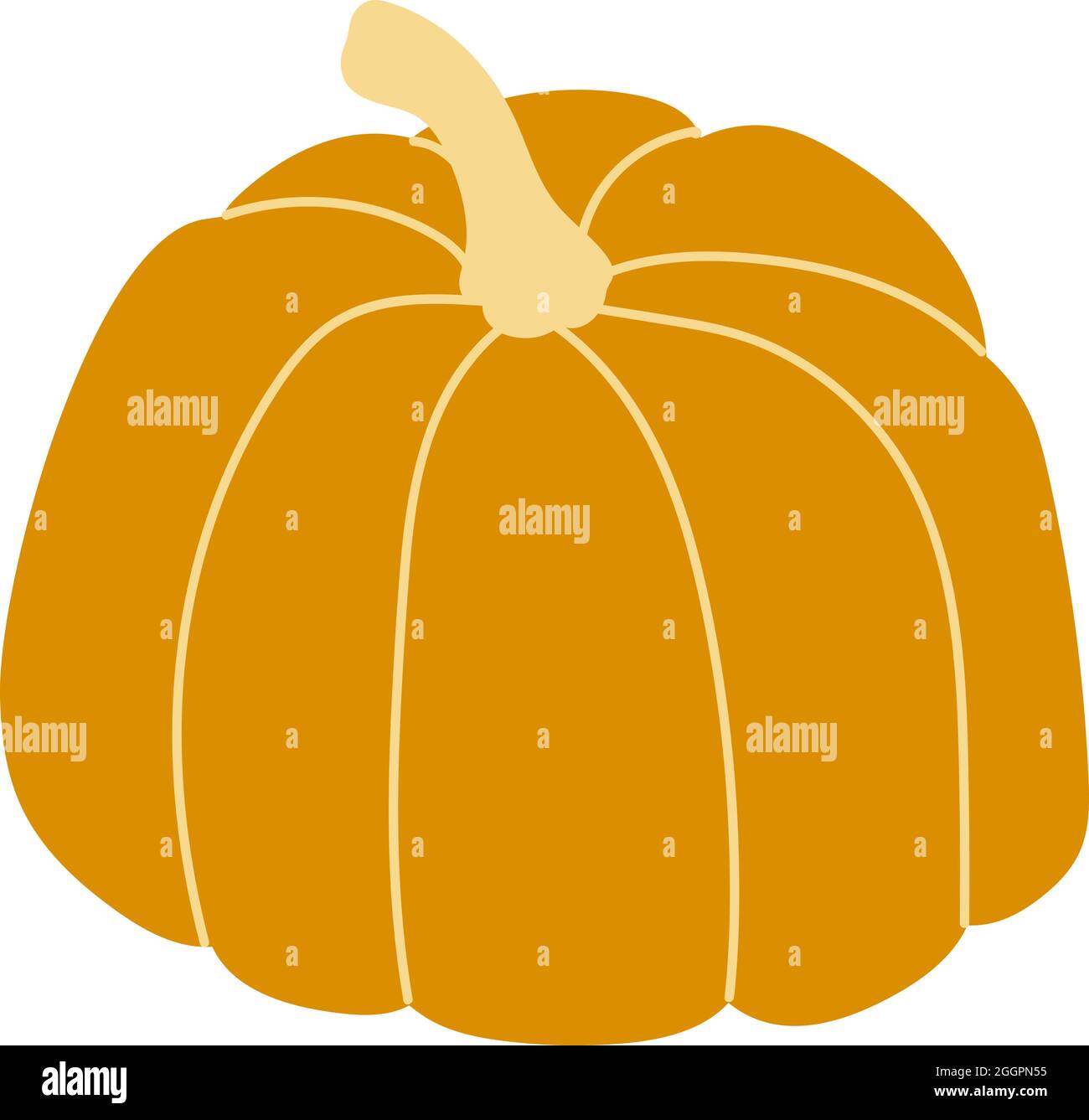Orange pumpkin vector illustration. Autumn halloween pumpkin, vegetable graphic icon or print, isolated on white background Stock Vector