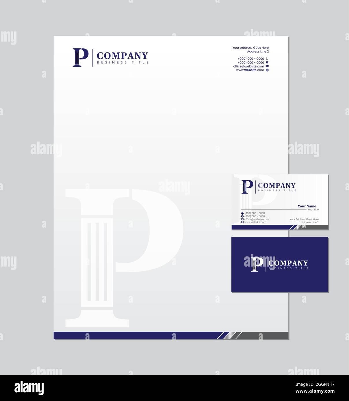 P Letter Logo and Business Card, Letterhead Stationery Design for ...