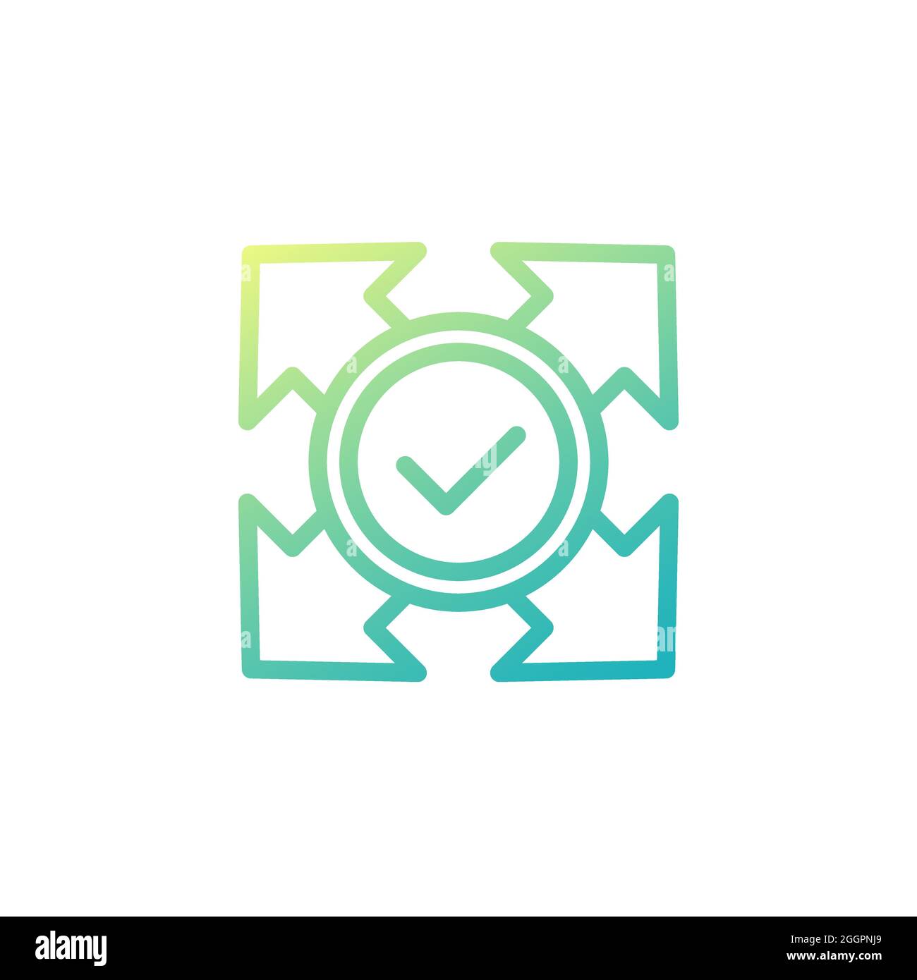 expand icon with check mark, line design Stock Vector