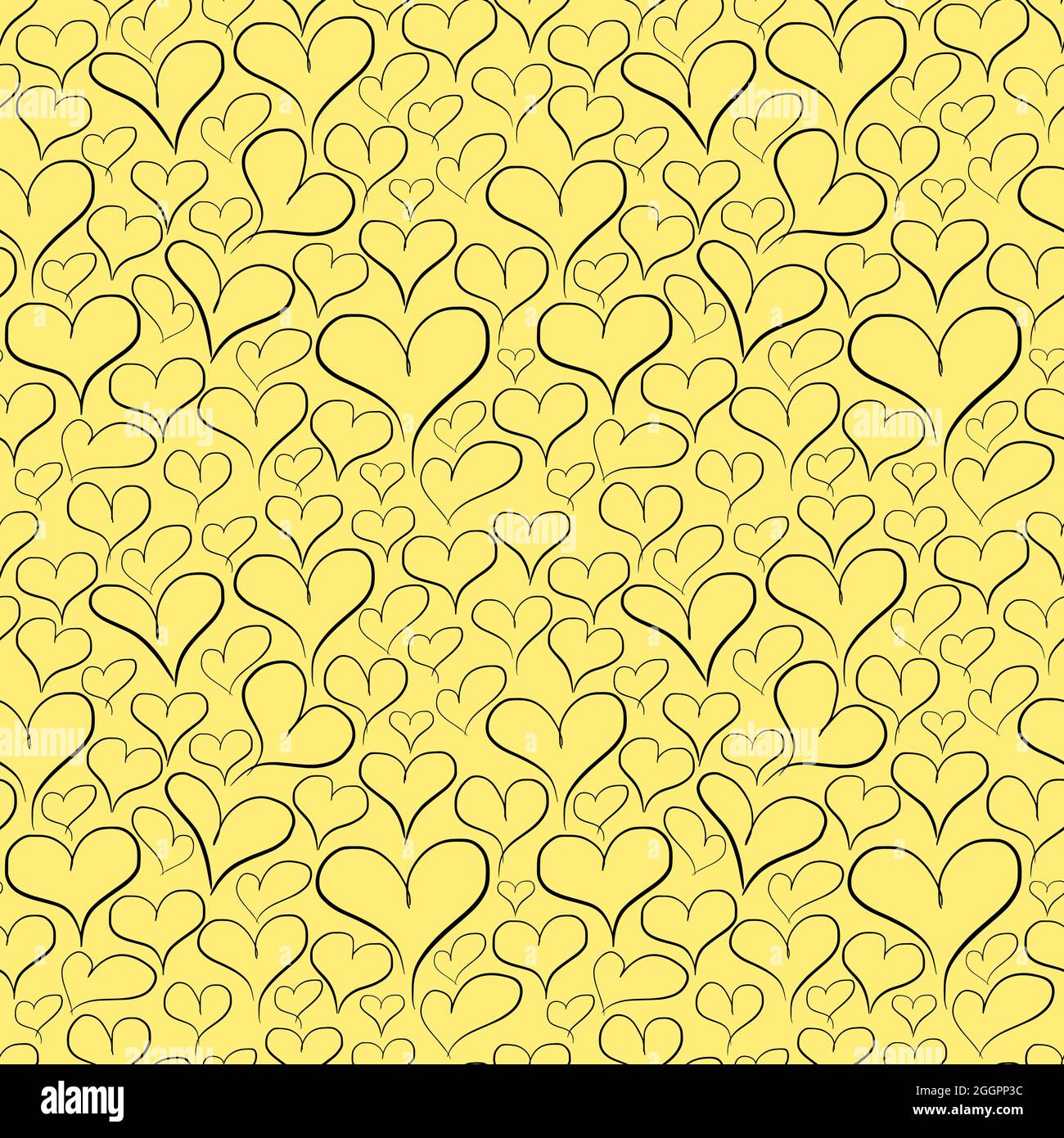 Yellow and Black Heart Seamless Pattern Stock Vector