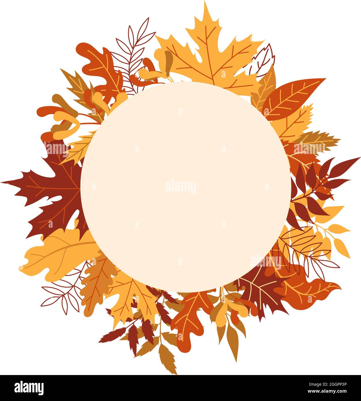 Orange autumn leaves vector illustration. Autumn Halloween frame with ...