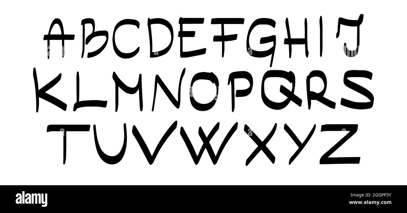 Capital Letter Hand Drawn Alphabet Set Stock Vector Image & Art - Alamy