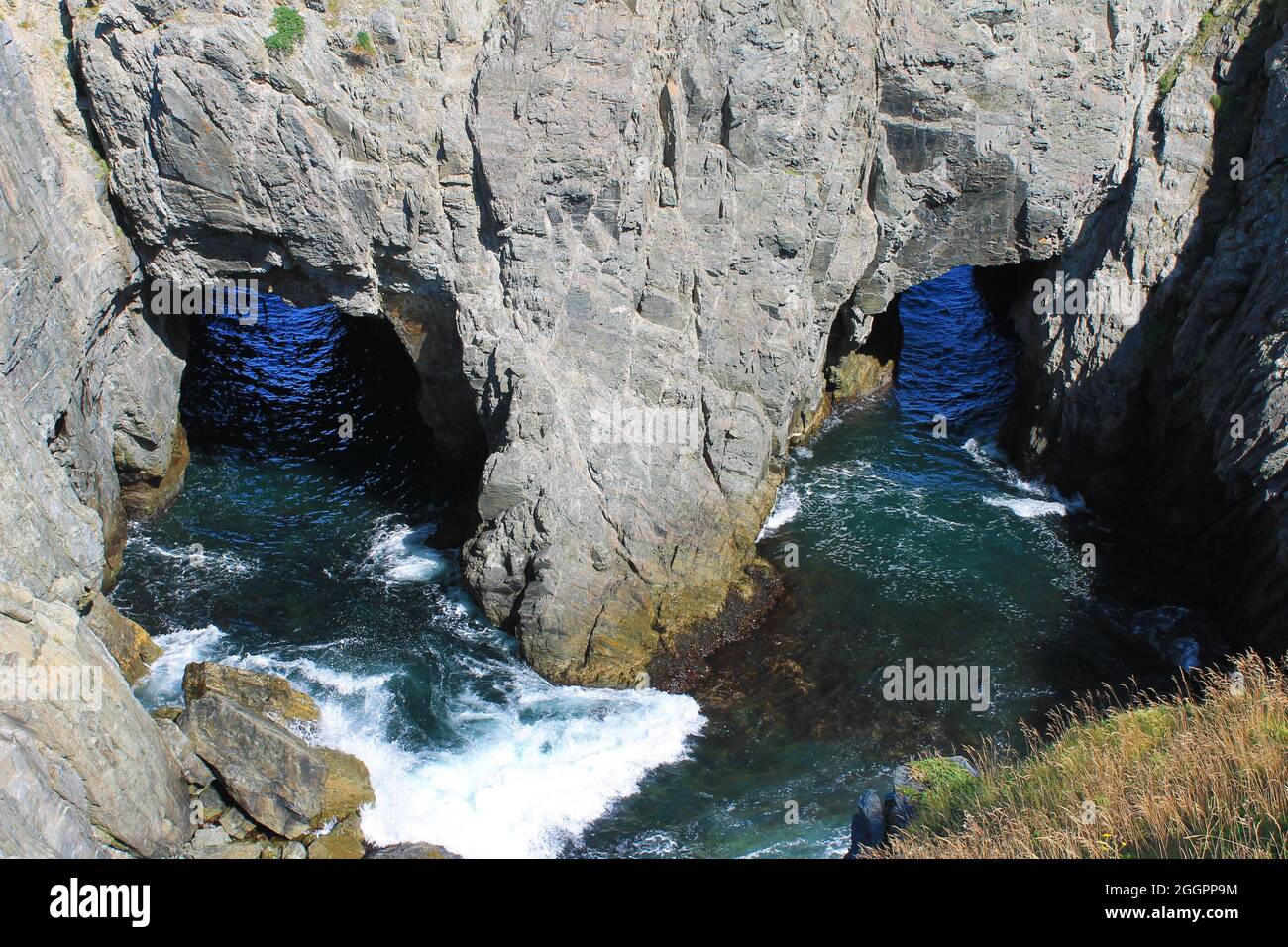 The natural rock formation known as the Dungeon, Dungeon Provincial Park, Bonavista, Newfoundland. Stock Photo