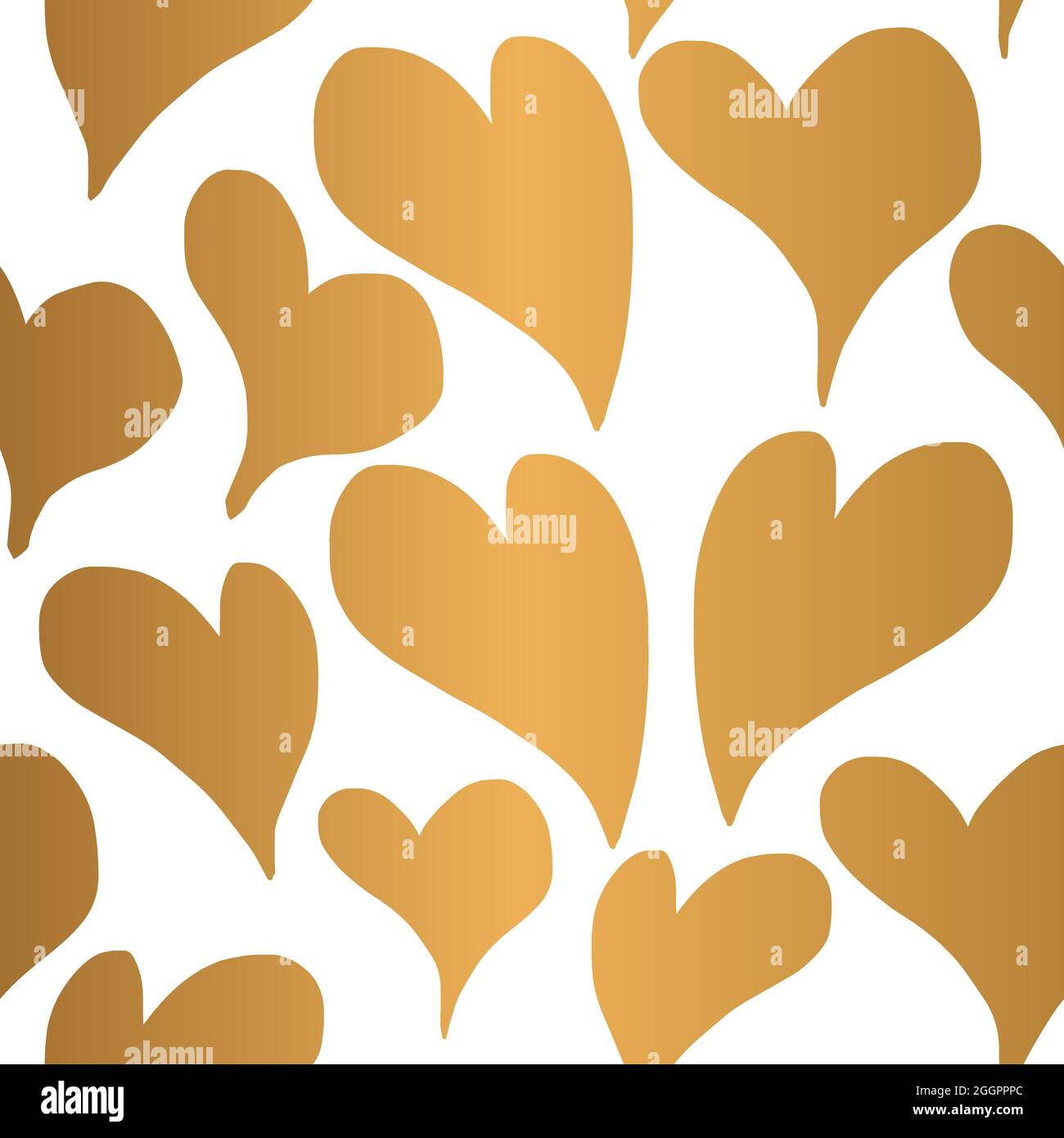 Gold Heart Seamless Pattern Design Stock Vector