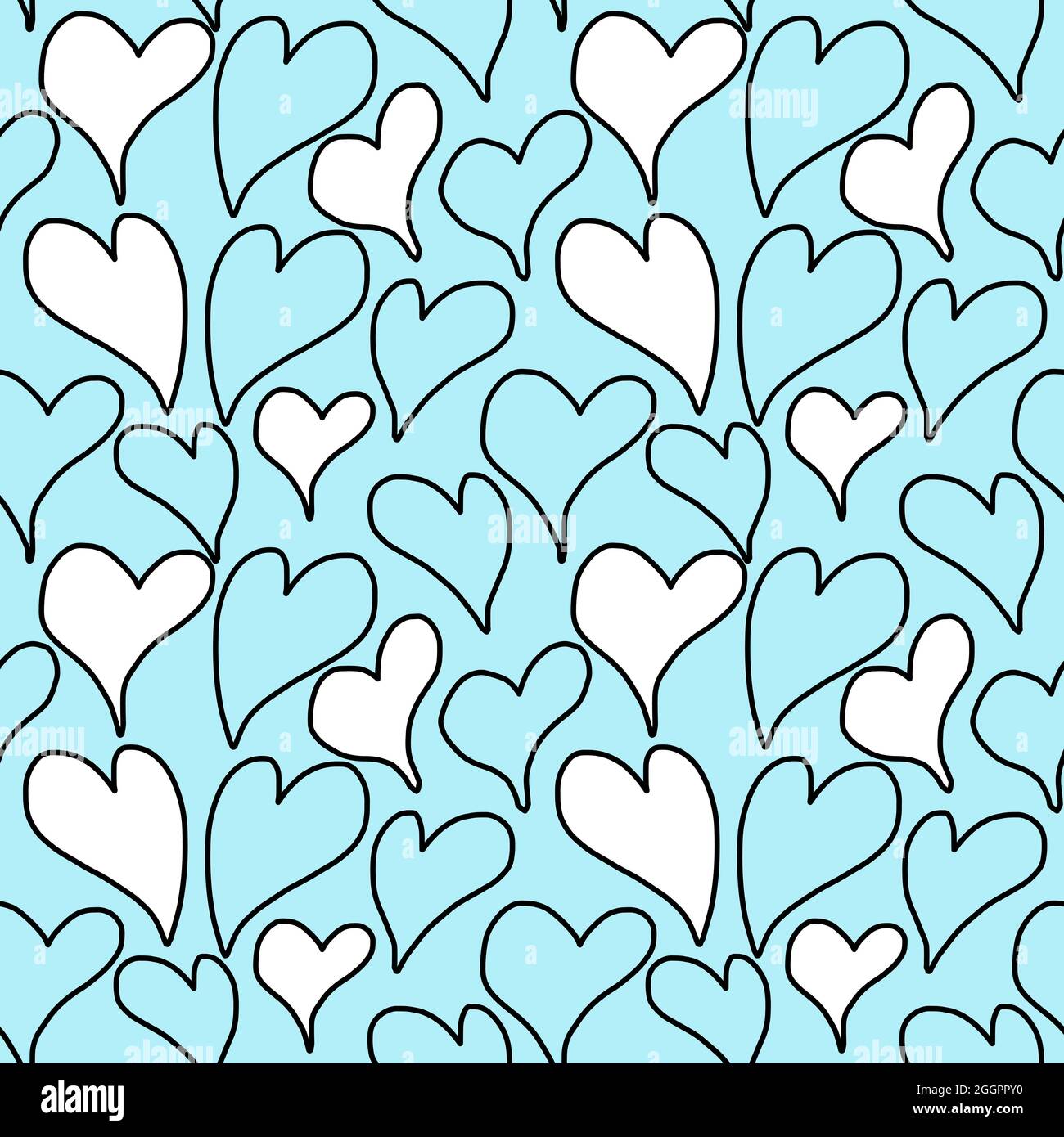 Blue Heart Seamless Pattern Design Stock Vector