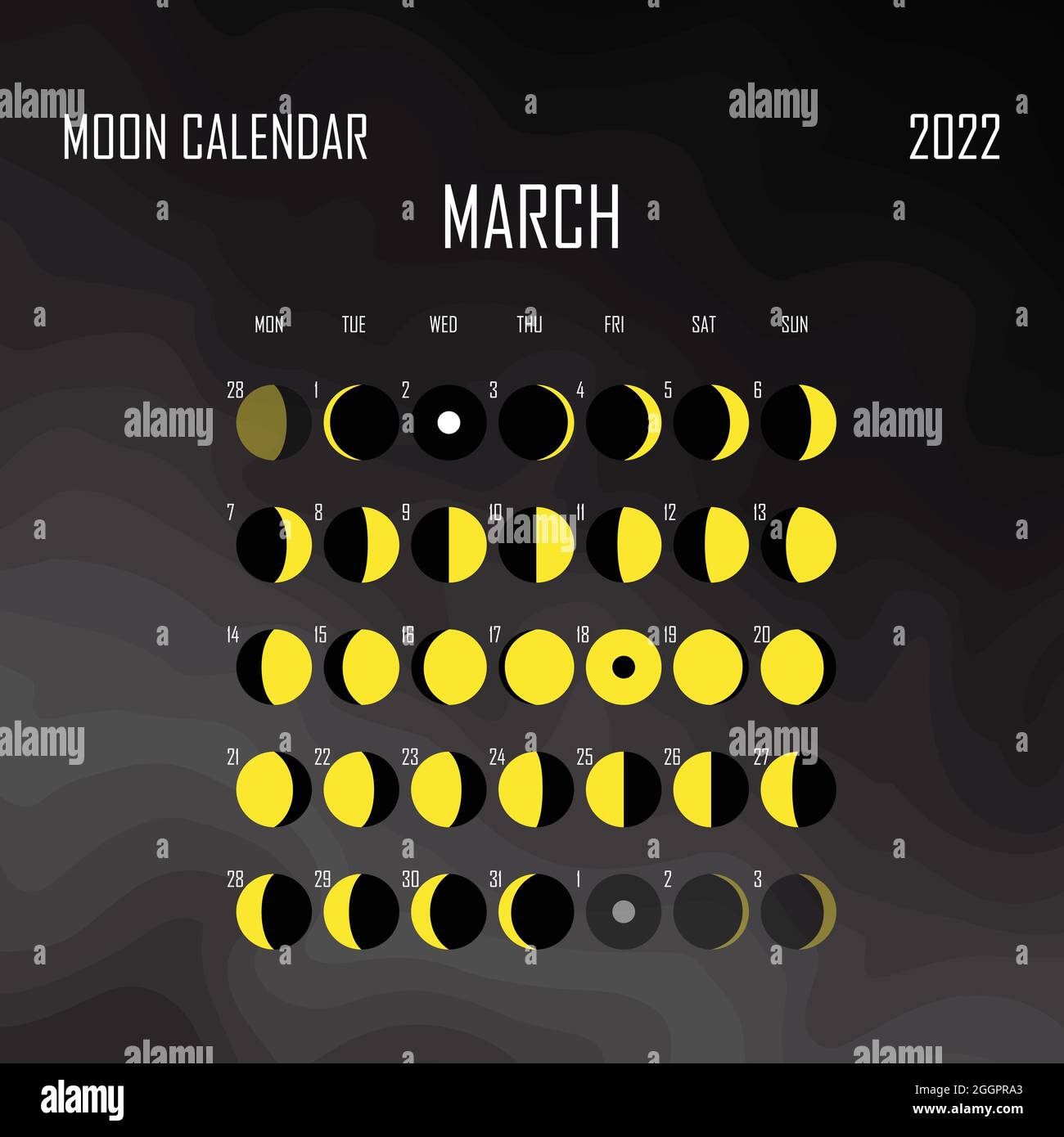 Moon Phase Calendar March 2022 March 2022 Moon Calendar. Astrological Calendar Design. Planner. Place For  Stickers. Month Cycle Planner Mockup. Isolated Black And White Background  Stock Vector Image & Art - Alamy