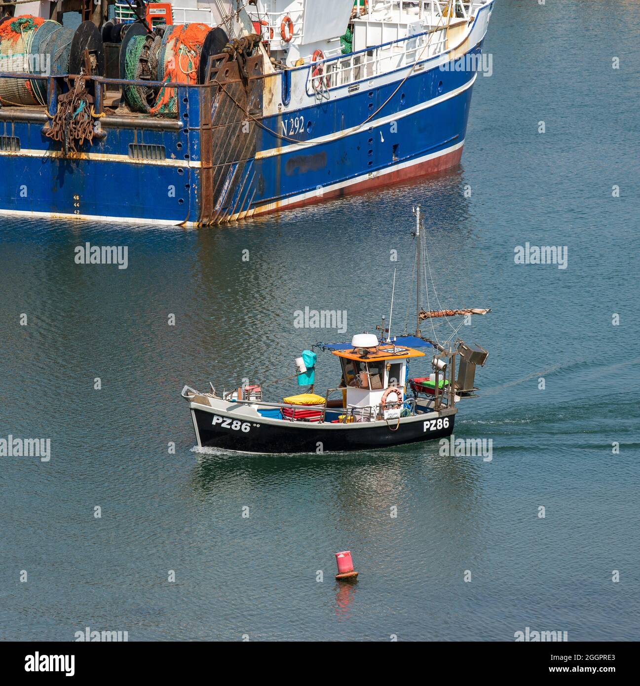 One Man Fishing Boat Returning Port Stock Photo 2008979681