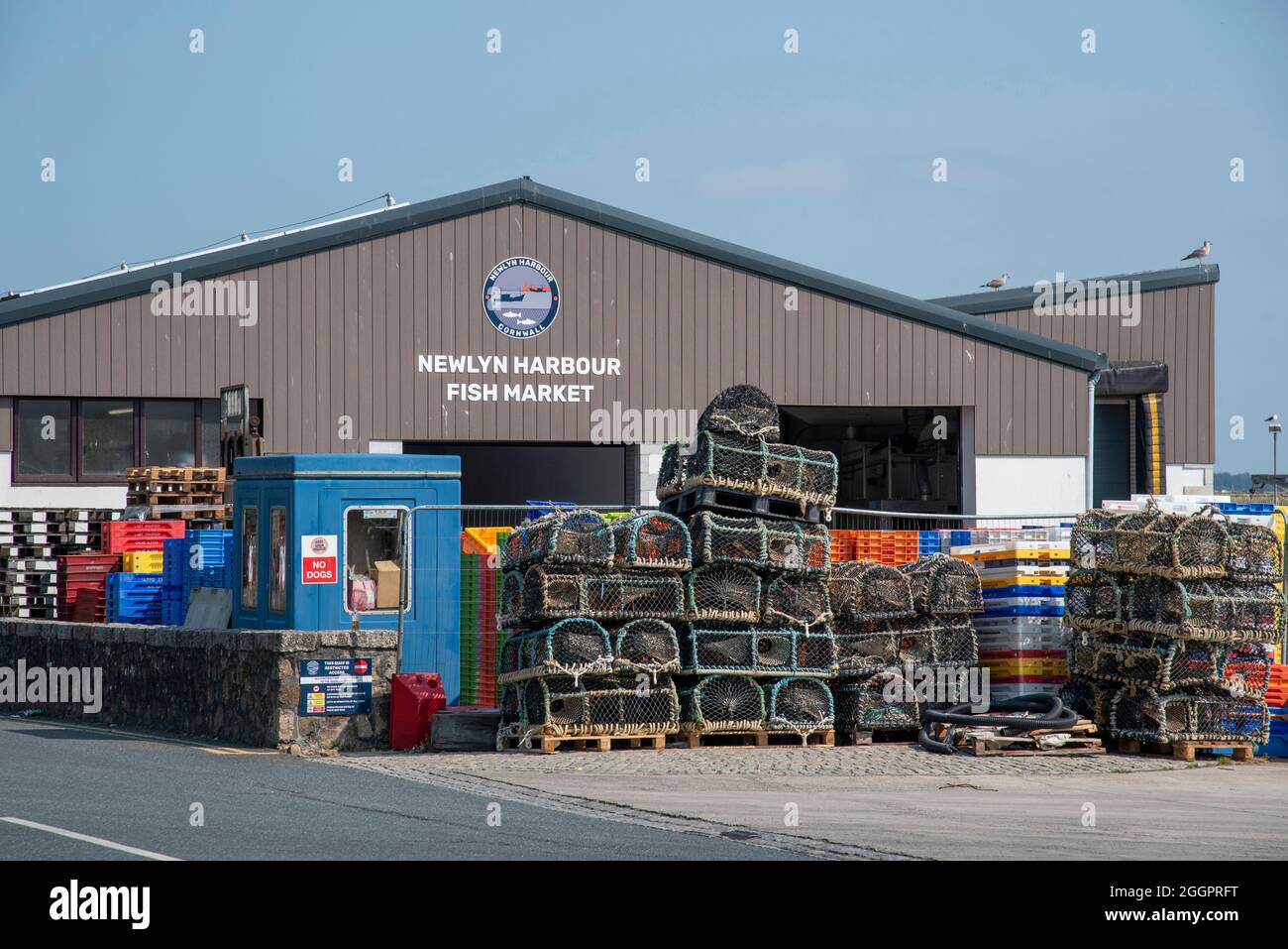 Newlyn, Cornwall, England, UK. 2021. Newlyn Harbour fish market the