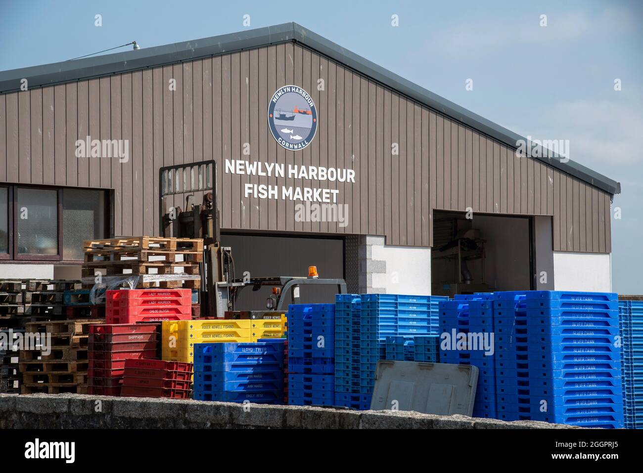 Newlyn, Cornwall, England, UK. 2021. Newlyn Harbour fish market the