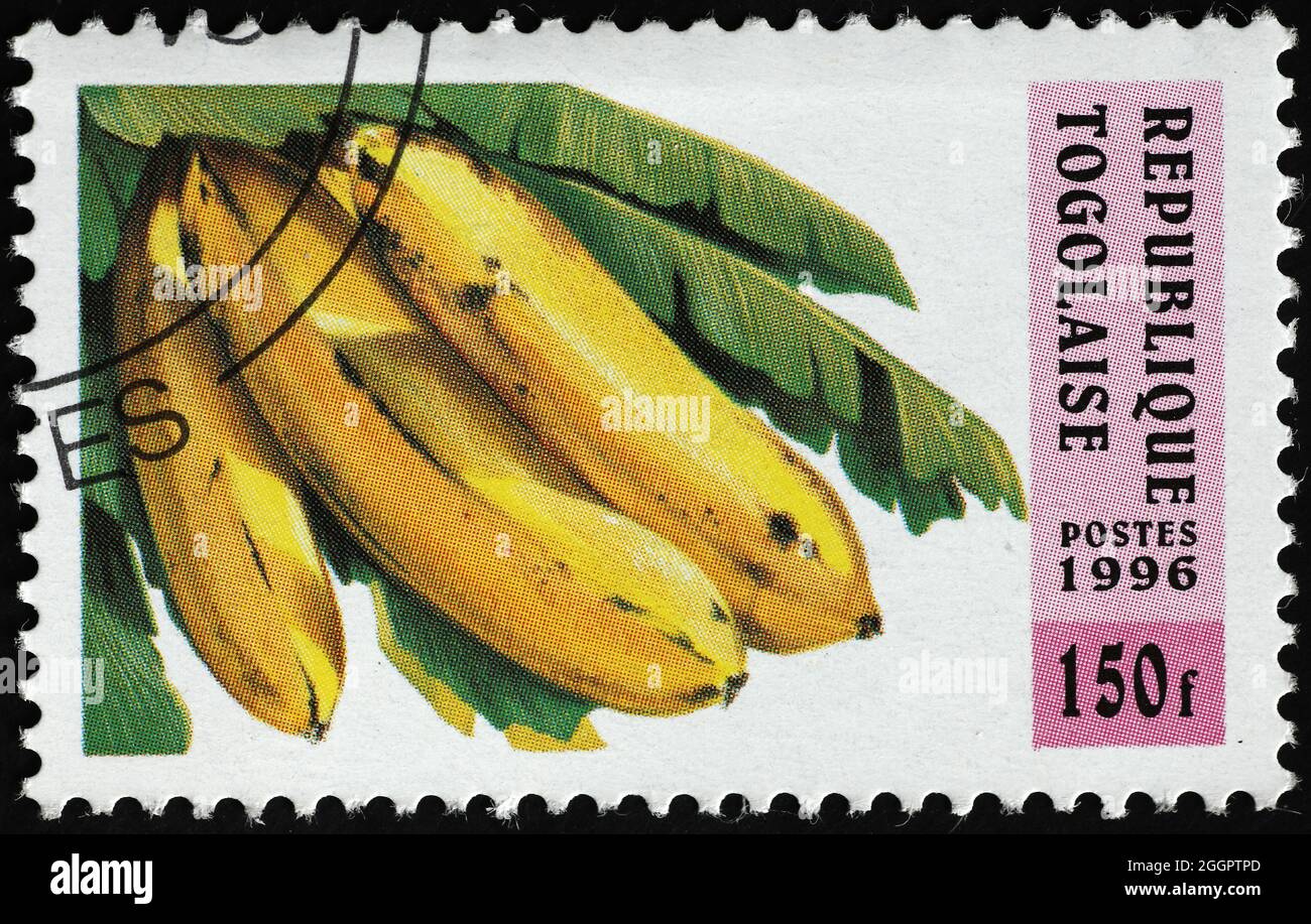 Bananas on postage stamp of Togo Stock Photo