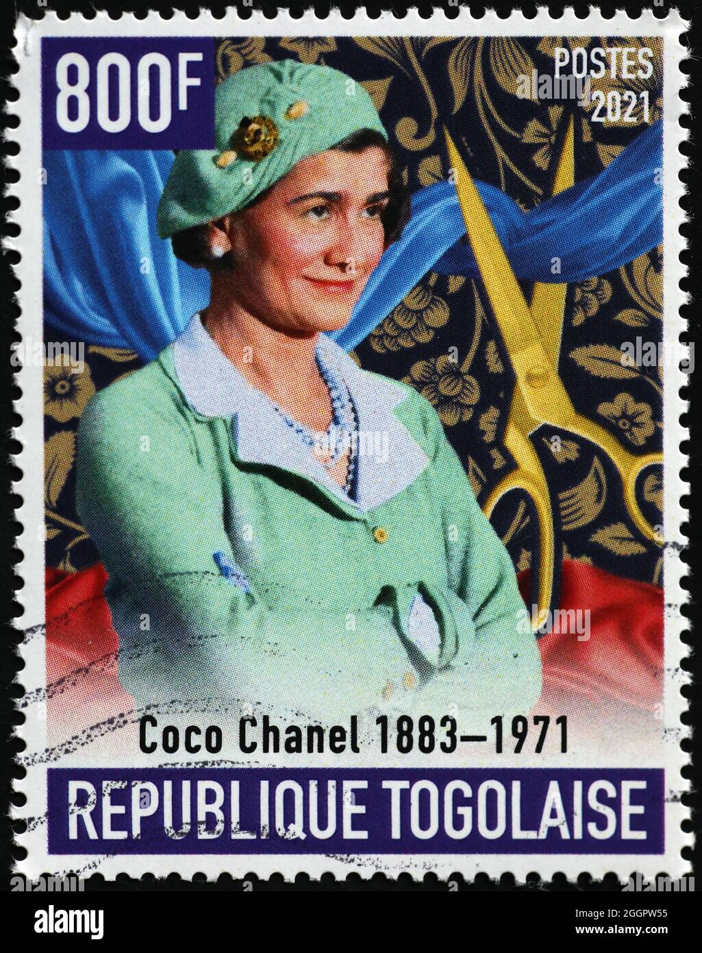 Famous stylist Coco Chanel on postage stamp Stock Photo
