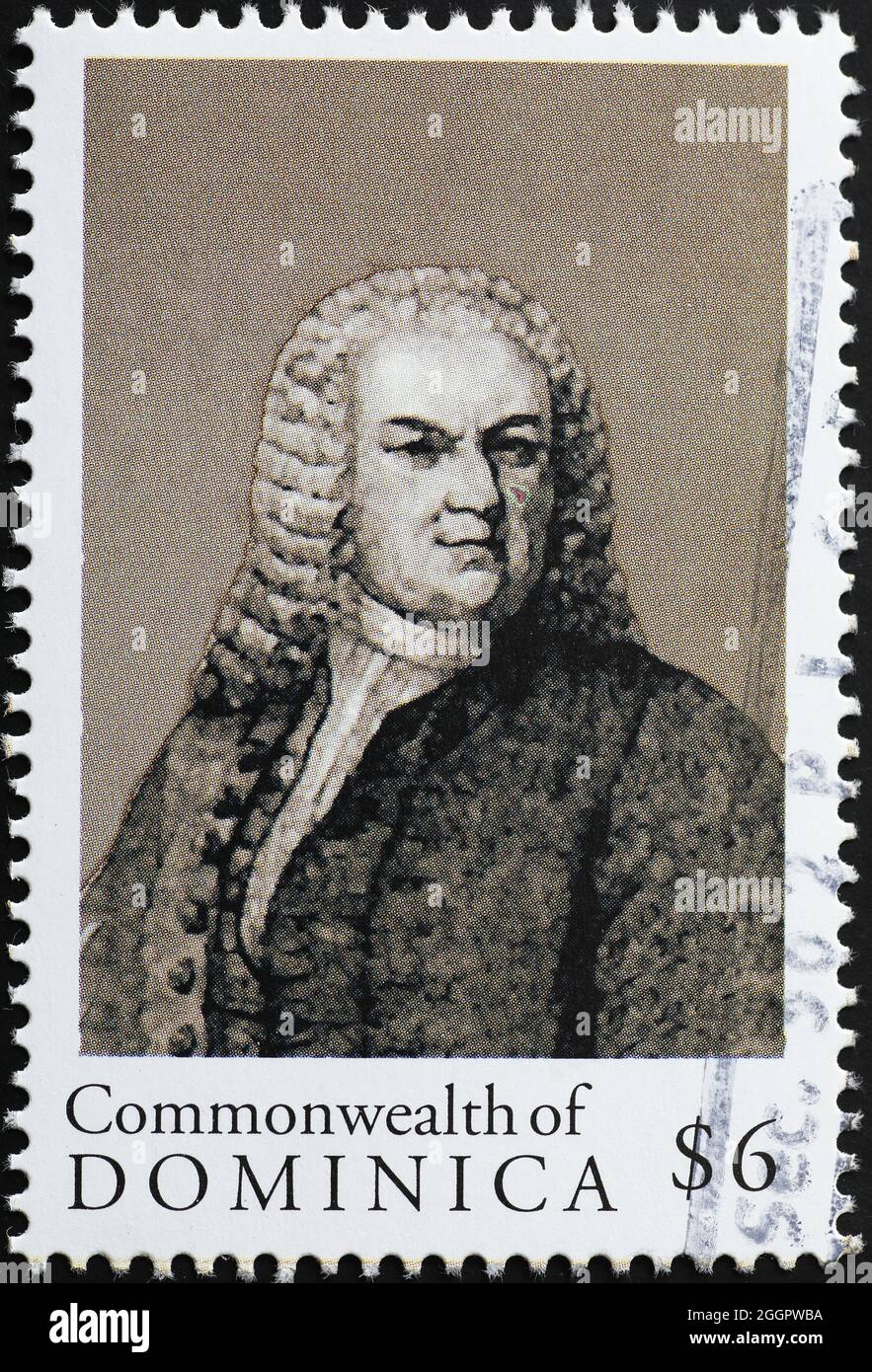 Johann Sebastian Bach portrait on postage stamp Stock Photo