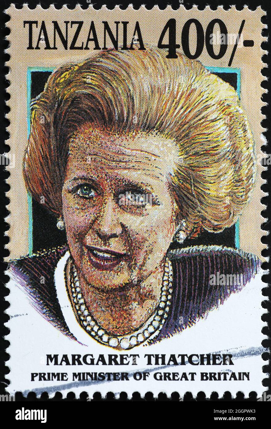 Margaret Thatcher portrait on postage stamp Stock Photo - Alamy