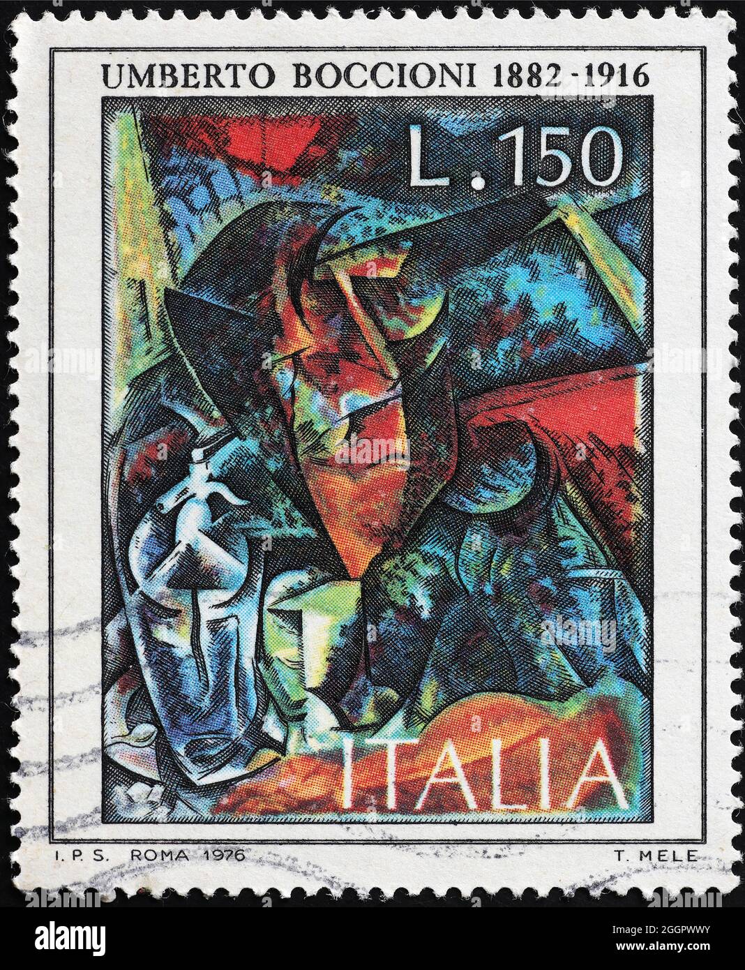 Painting by Umberto Boccioni on italian postage stamp Stock Photo