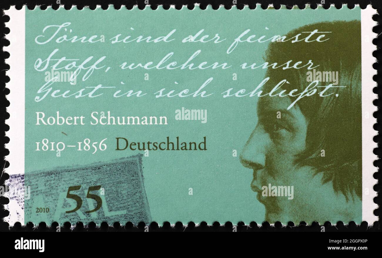 Robert Schumann on german postage stamp Stock Photo