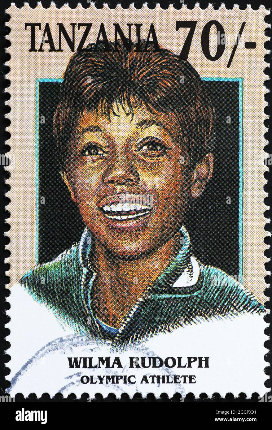 Wilma Rudolph portrait on postage stamp Stock Photo
