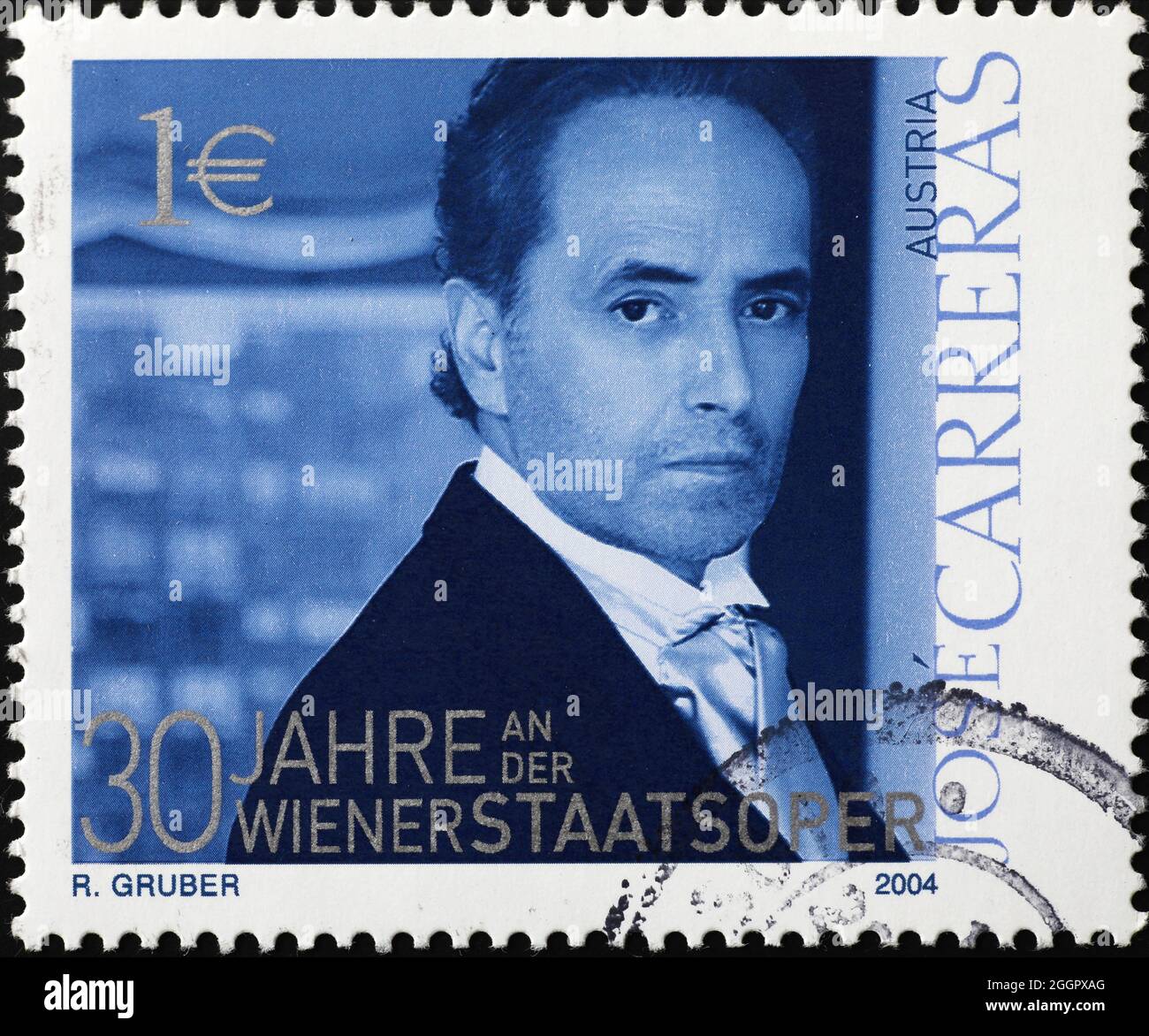 Tenor Josè Carreras on postage stamp Stock Photo