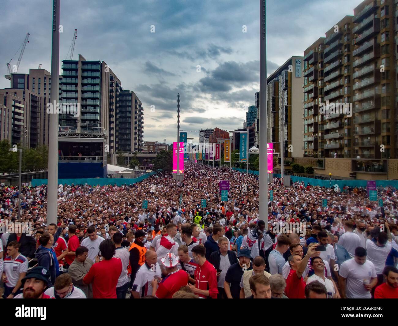 Crowds along Olympic Way outside Wembley Stadium before the Euro 2020 ...