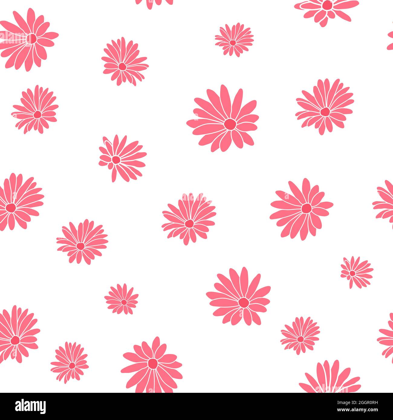 Small Pink Margaret Flower Floral Textile Repeat Pattern Background Stock Vector