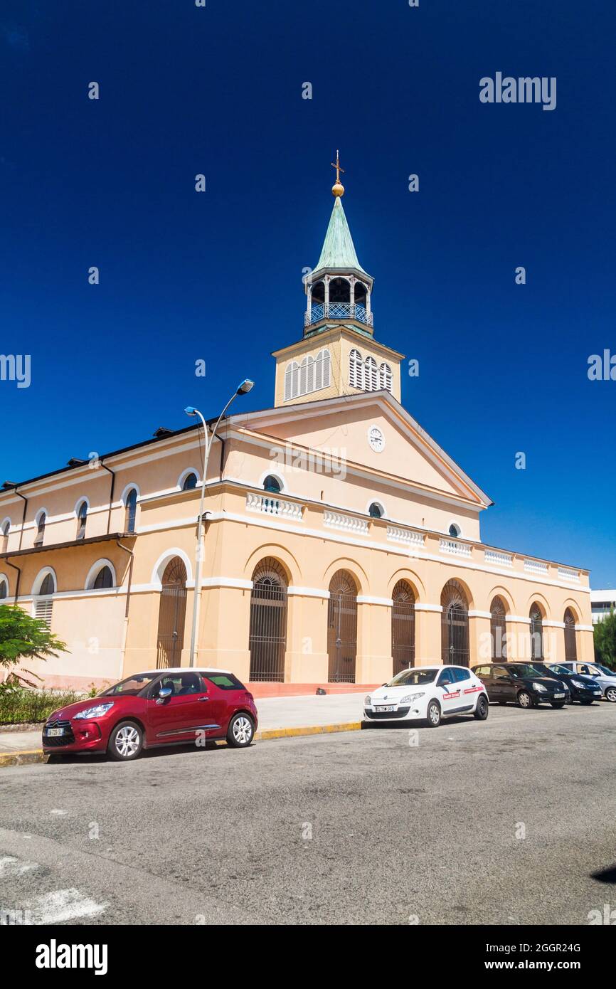 CAYENNE, FRENCH GUIANA - AUGUST 3, 2015: Church in the center of Cayenne, capital of French Guiana. Stock Photo