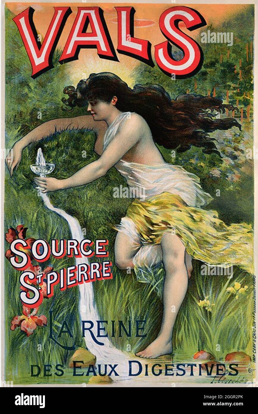 Click On Vintage French mineral water poster St.Pierre Source Stock