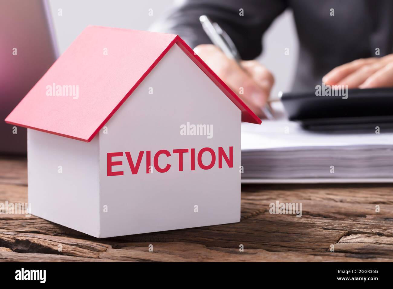 Home Eviction. Tenant Evicted From House. Debt Document Stock Photo
