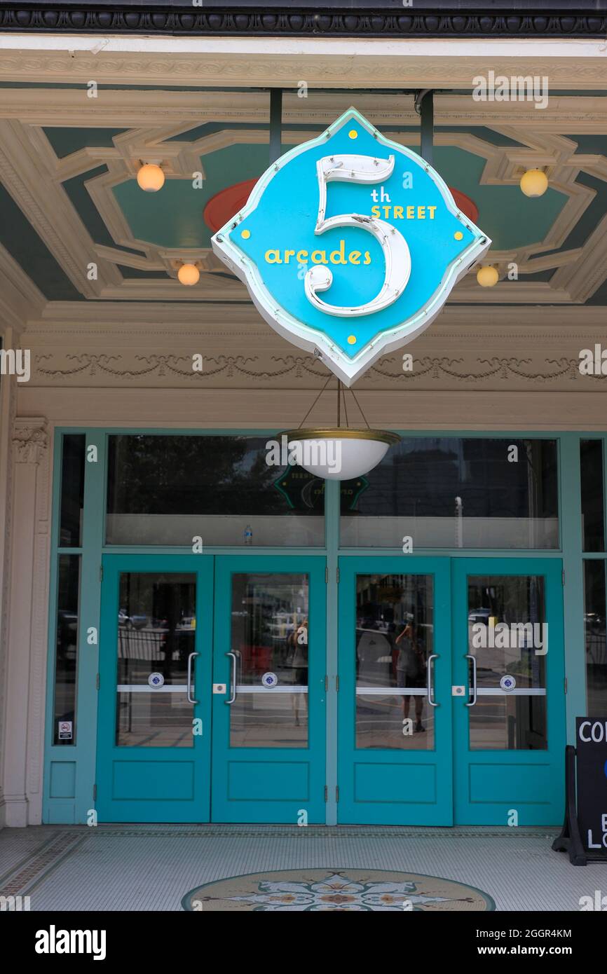 The entrance of 5th street arcades  in downtown Cleveland.Ohio.USA Stock Photo