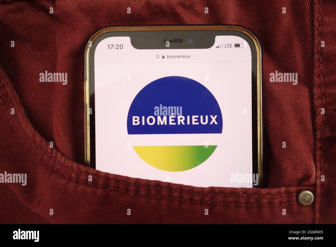 KONSKIE, POLAND - August 17, 2021: bioMerieux SA logo displayed on mobile  phone hidden in jeans pocket Stock Photo - Alamy