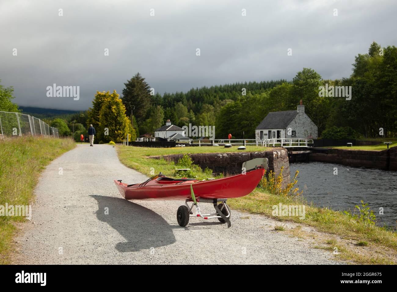 Kayaks,  Caledonian Canal, Highlands, Scotland, UK. Stock Photo