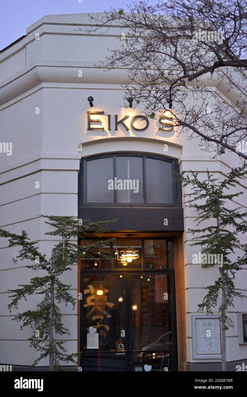 Eiko's Sushi restaurant at twilight, Napa CA Stock Photo
