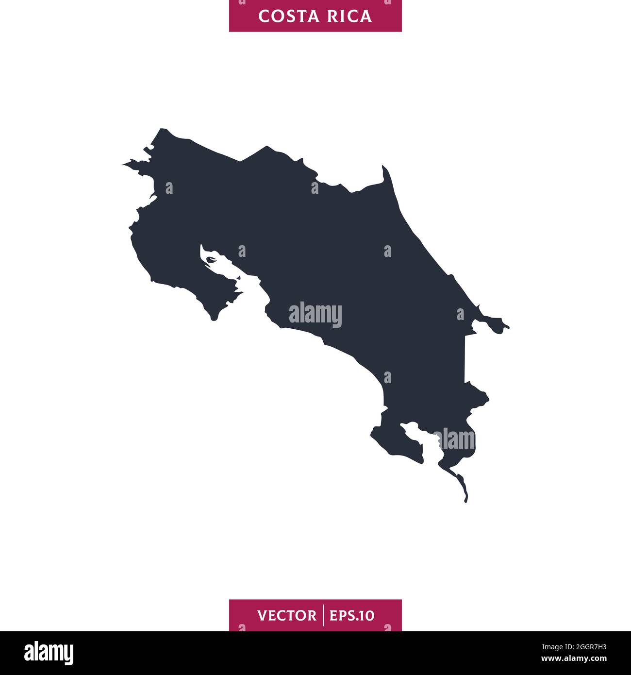 Detailed map of Costa Rica vector stock illustration design template. Vector eps 10. Stock Vector