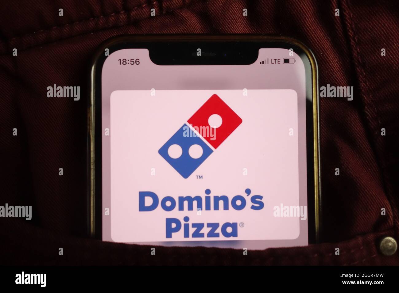 KONSKIE, POLAND - August 17, 2021: Dominos Pizza logo displayed on mobile  phone hidden in jeans pocket Stock Photo - Alamy