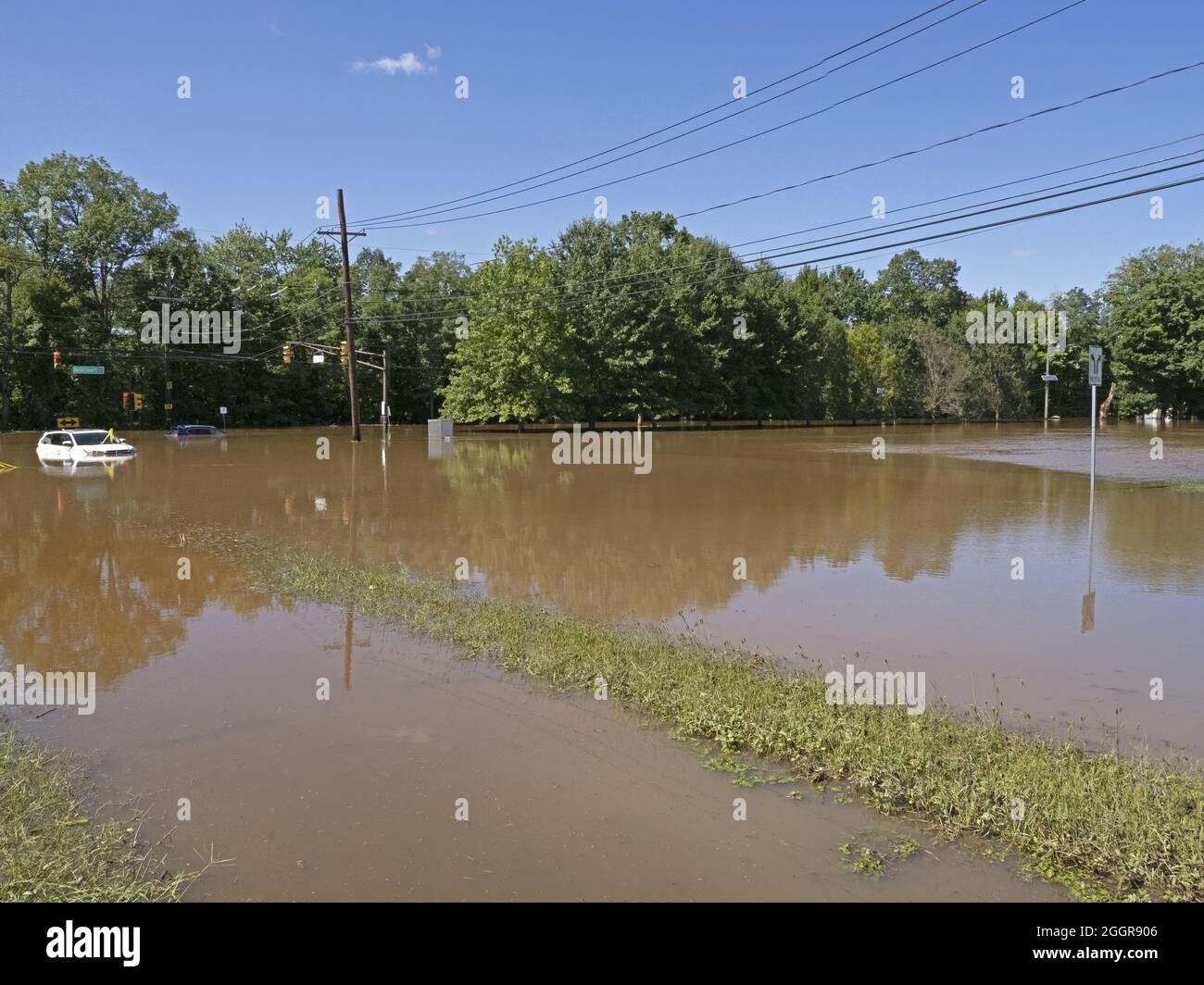Flooding in Franklin Township, Somerset County, New Jersey, USA Stock