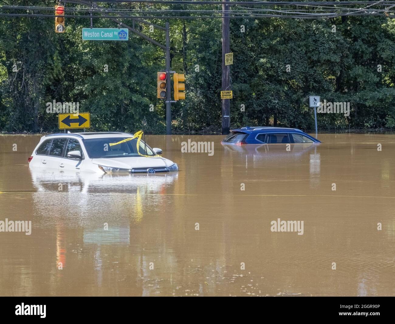 Flooding in Franklin Township, Somerset County, New Jersey, USA Stock Photo