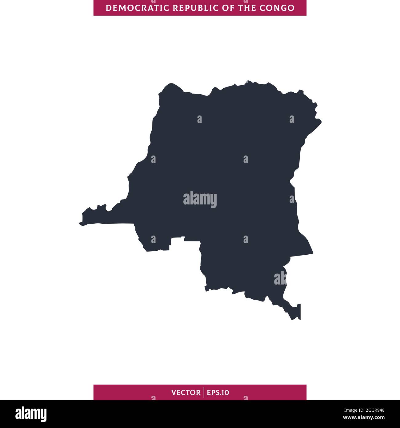 Detailed map of Democratic Republic of the Congo vector stock illustration design template. Vector eps 10. Stock Vector