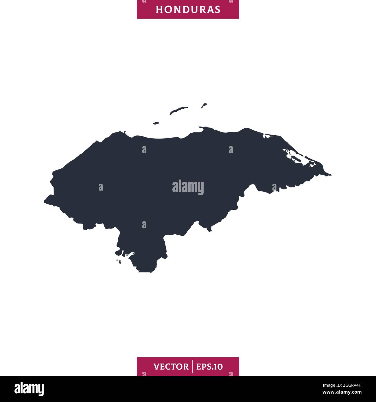 Detailed map of Honduras vector stock illustration design template. Vector eps 10. Stock Vector