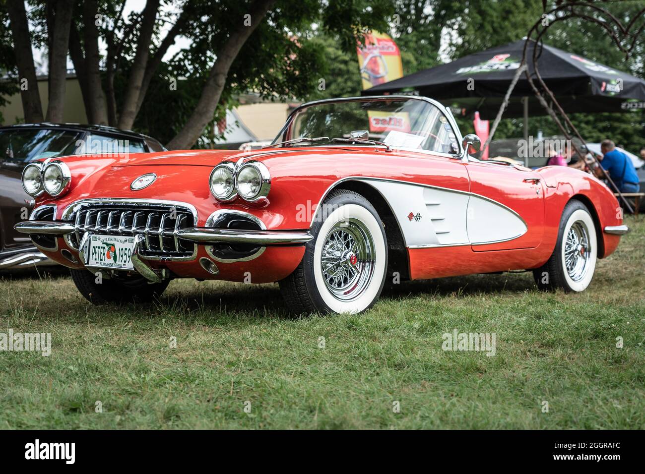 DIEDERSDORF, GERMANY - AUGUST 21, 2021: The sports car Chevrolet Corvette (C1), 1960. The exhibition of 'US Car Classics'. Stock Photo