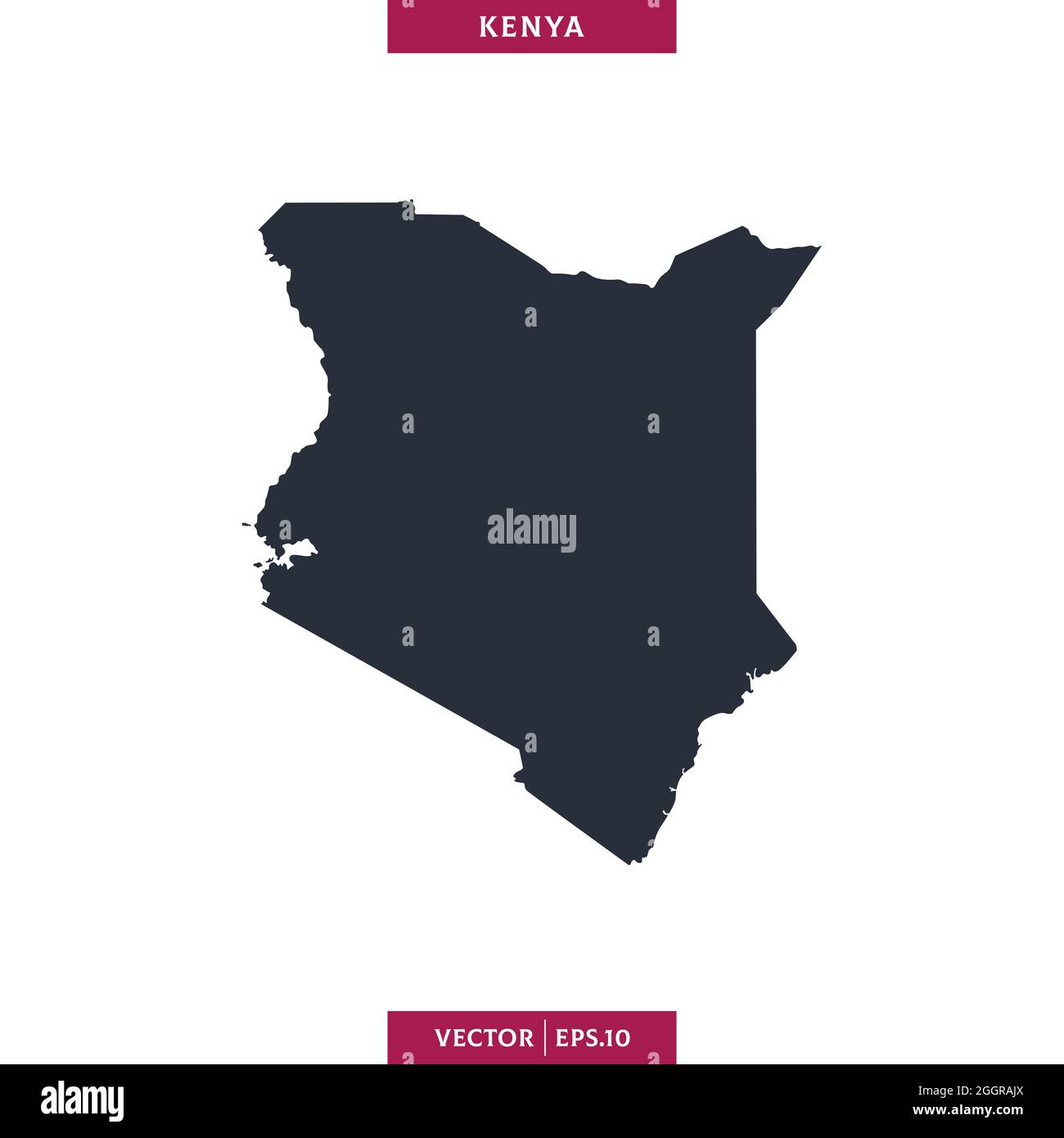 Detailed map of Kenya vector stock illustration design template. Vector eps 10. Stock Vector
