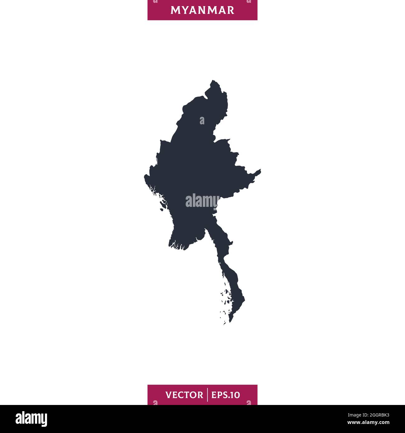 Detailed map of Myanmar vector stock illustration design template. Vector eps 10. Stock Vector