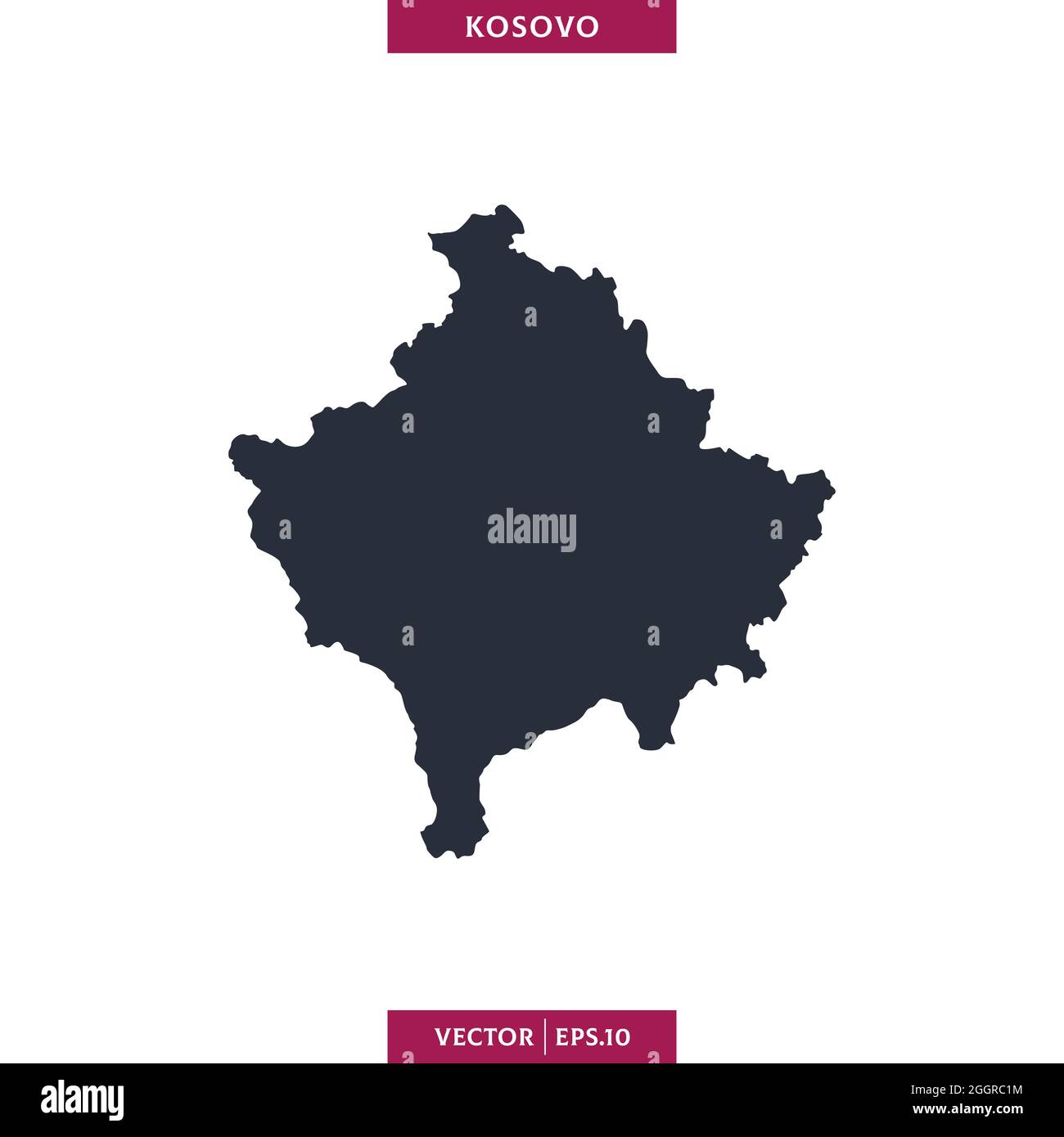 Detailed map of Kosovo vector stock illustration design template. Vector eps 10. Stock Vector