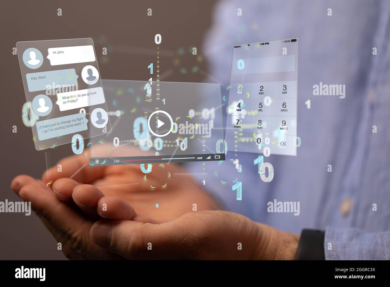 Interface web application in hand Stock Photo
