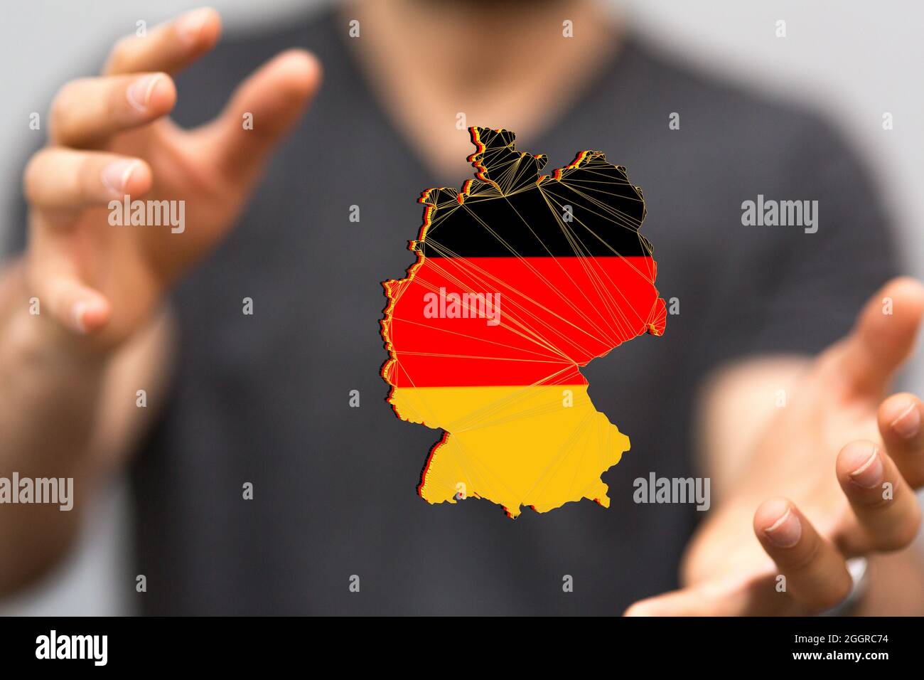 Germany map digital in hand 3d Stock Photo - Alamy