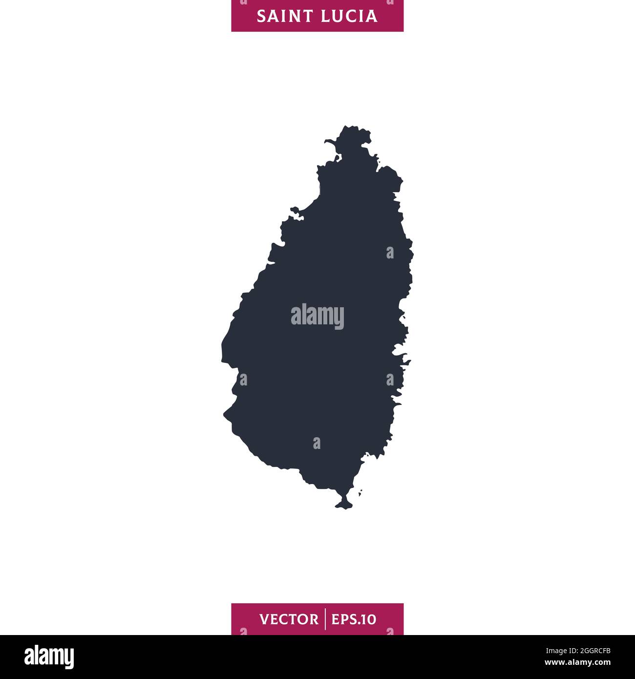 Detailed map of Saint Lucia vector stock illustration design template. Vector eps 10. Stock Vector