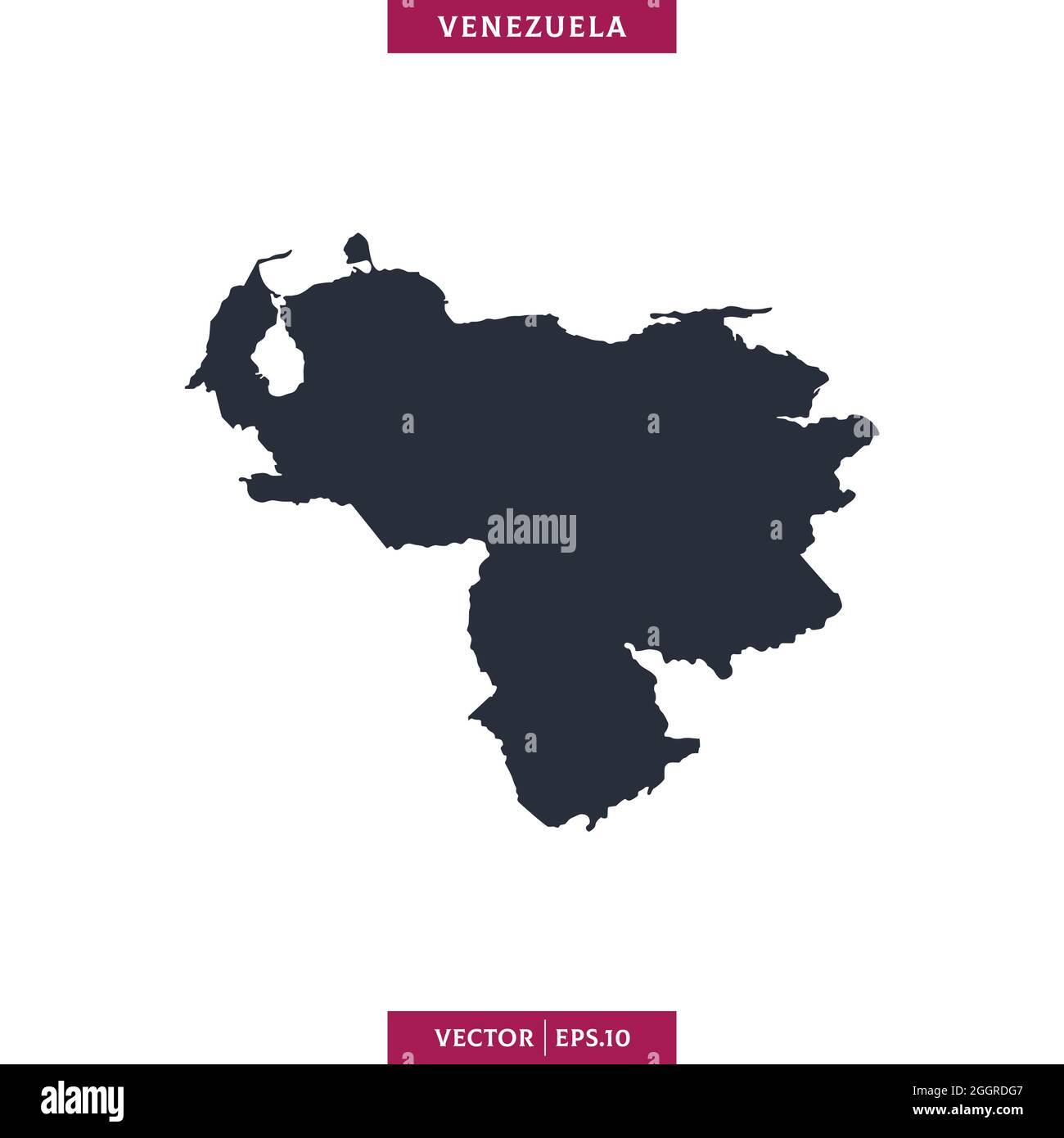 Detailed map of Venezuela vector stock illustration design template. Vector eps 10. Stock Vector
