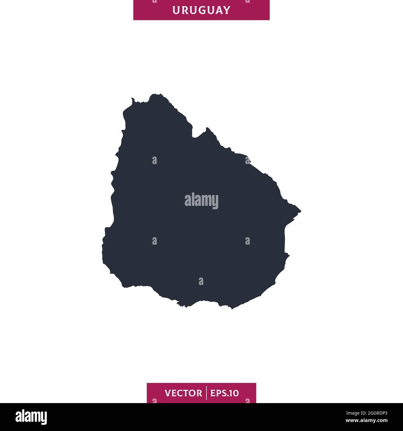 Detailed map of Uruguay vector stock illustration design template. Vector eps 10. Stock Vector