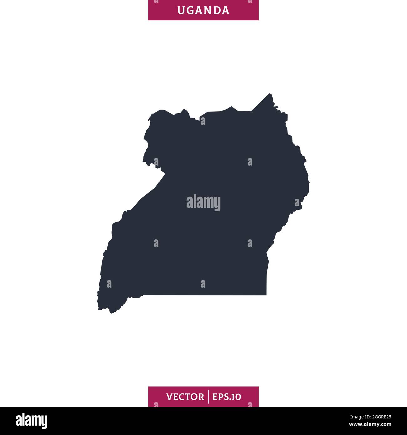 Detailed map of Uganda vector stock illustration design template. Vector eps 10. Stock Vector